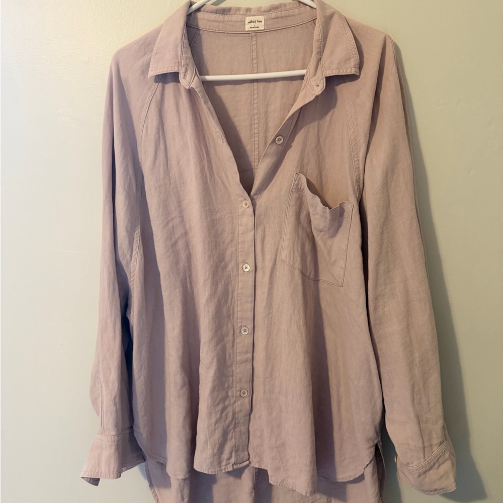 Wilfred Mauve Button-Down Shirt with Chest Pocket